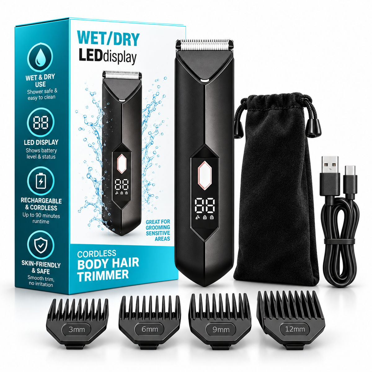 Wet Dry LED Body Hair Trimmer Produktdarstellung